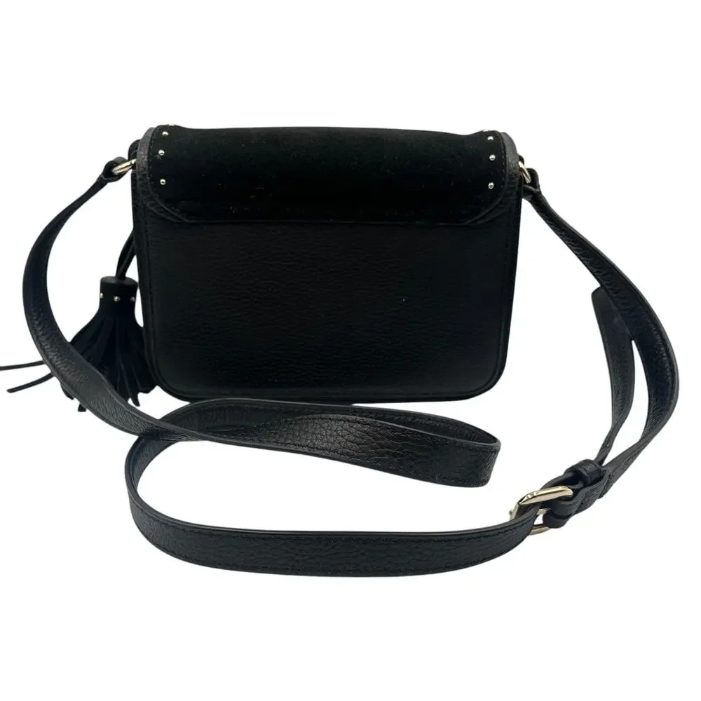 Kate Spade Crossbody Bag West Street Kenway Suede Tassel Charm Black